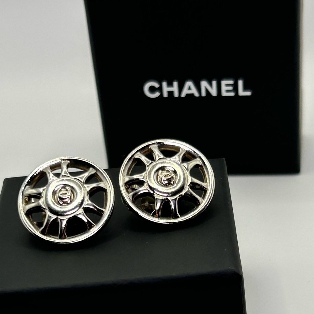 Chanel Silver Coco Mark Earrings - Picture 3 of 9